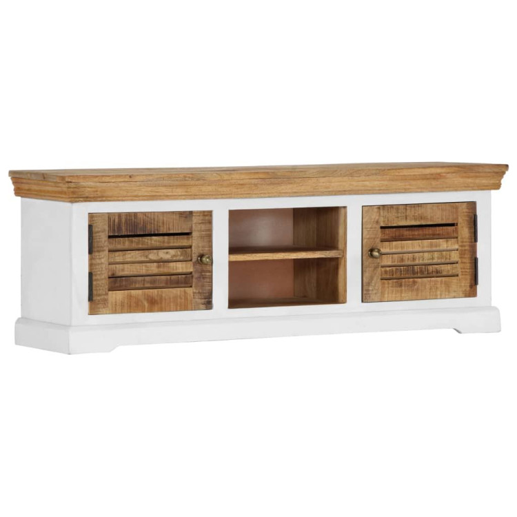 Tv Cabinet Solid Mango Wood Brown and white image 11