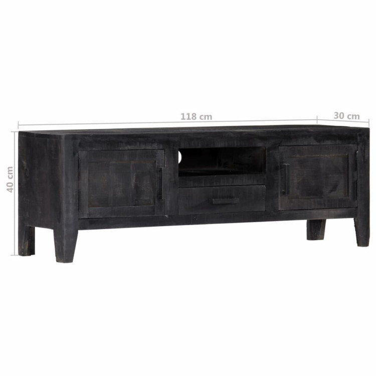 Tv Cabinet Black 118x30x40 Cm Solid Mango Wood image 9