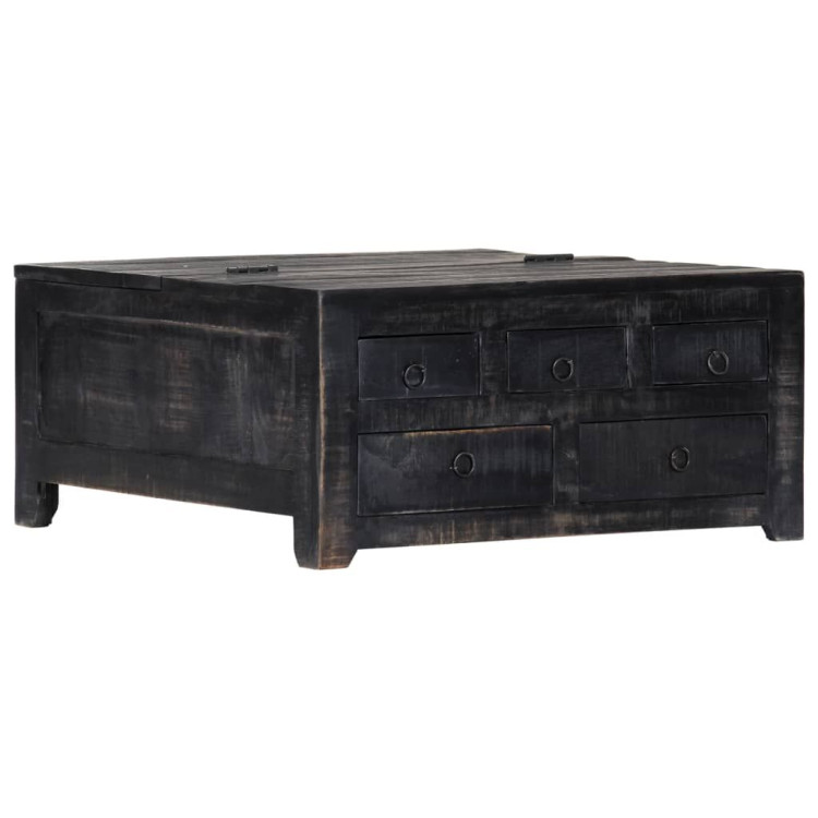 Coffee Table Black 65x65x30 Cm Solid Mango Wood image 12