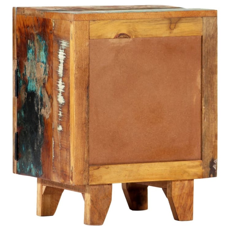 Hand Carved Bedside Cabinet 40x30x50 Cm Solid Reclaimed Wood image 6