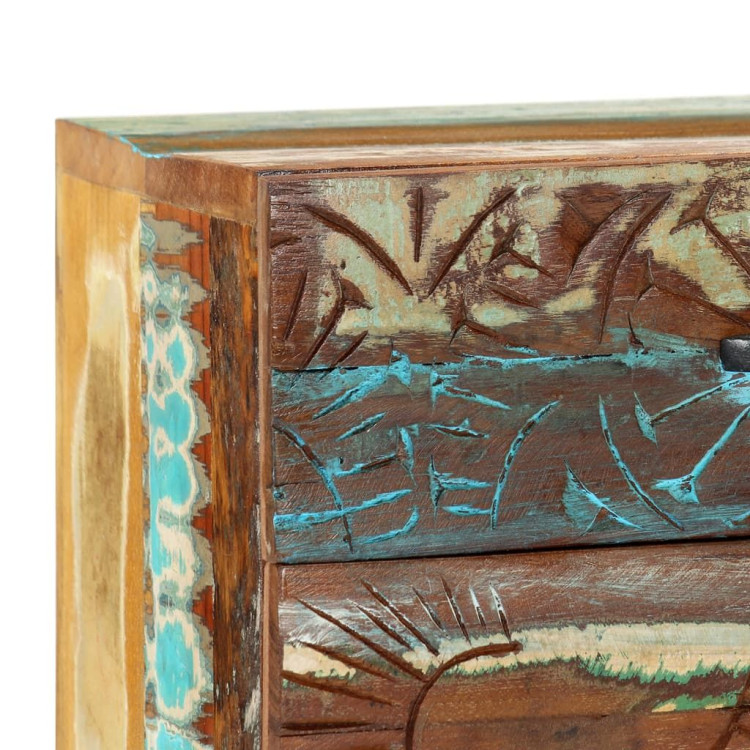 Hand Carved Bedside Cabinet 40x30x50 Cm Solid Reclaimed Wood image 10