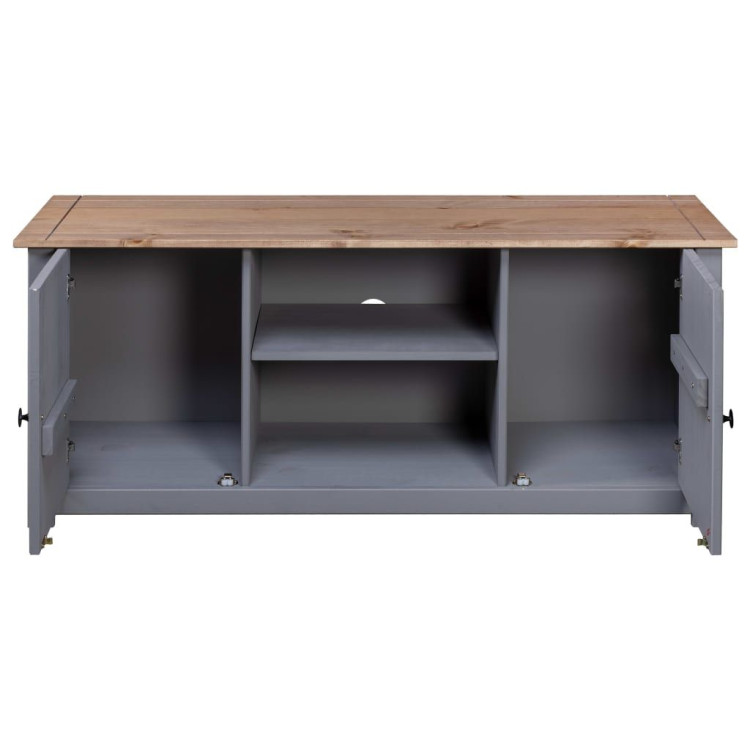 Tv Cabinet Grey 120x40x50 Cm Solid Pine Wood Panama Range image 9