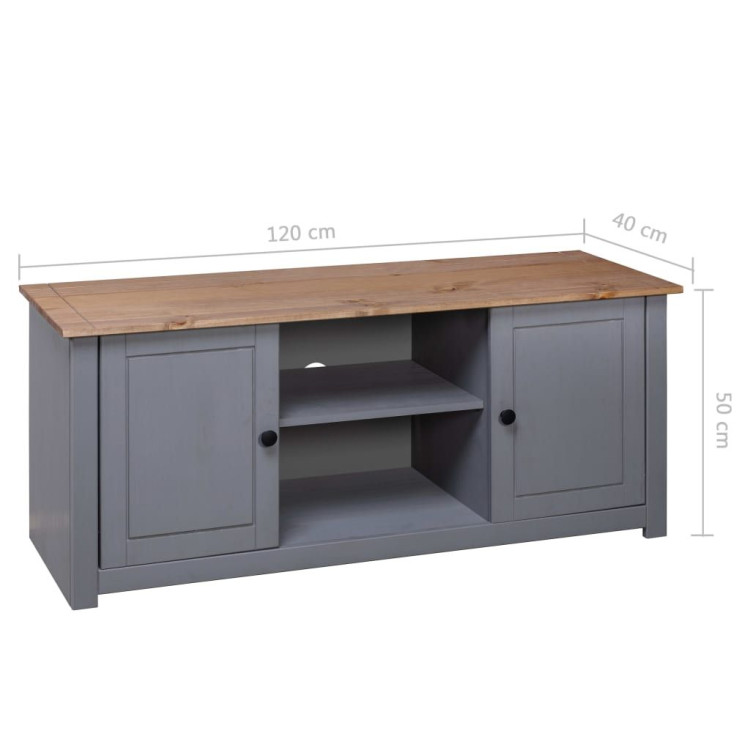 Tv Cabinet Grey 120x40x50 Cm Solid Pine Wood Panama Range image 10