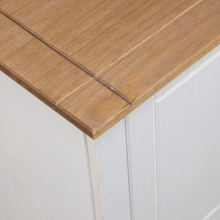 Tv Cabinet White 120x40x50 Cm Solid Pine Wood Panama Range image 3