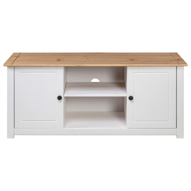 Tv Cabinet White 120x40x50 Cm Solid Pine Wood Panama Range image 8