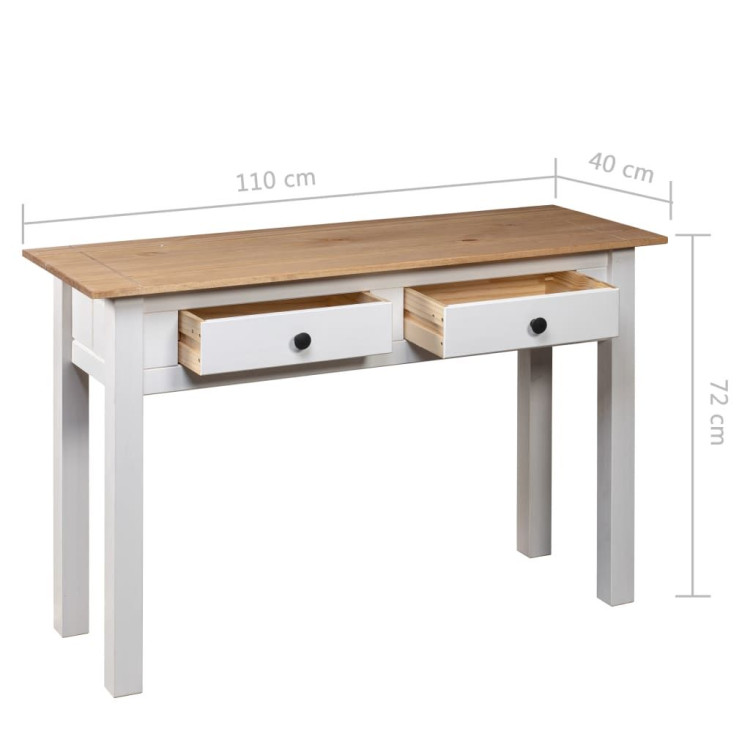 Console Table White 110x40x72 Cm Solid Pine Wood Panama Range image 10