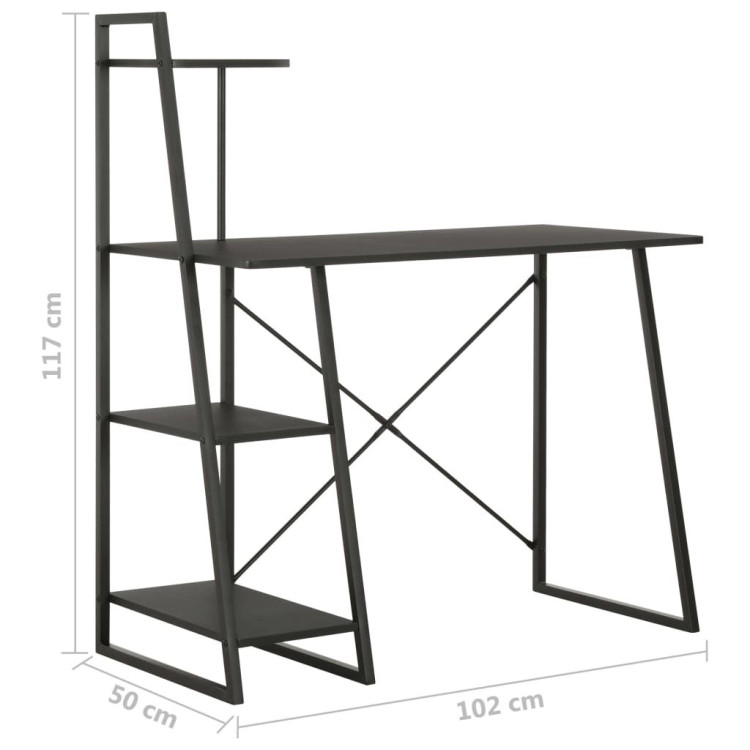 Desk With Shelving Unit Black 102x50x117 Cm image 8