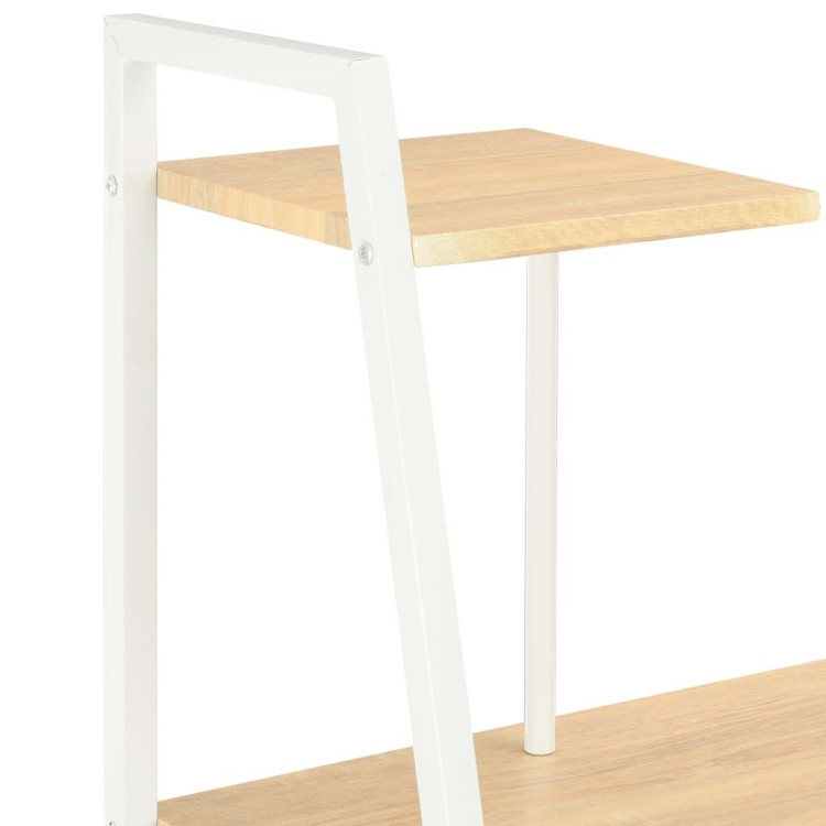 Desk With Shelving Unit White And Oak 102x50x117 Cm image 6