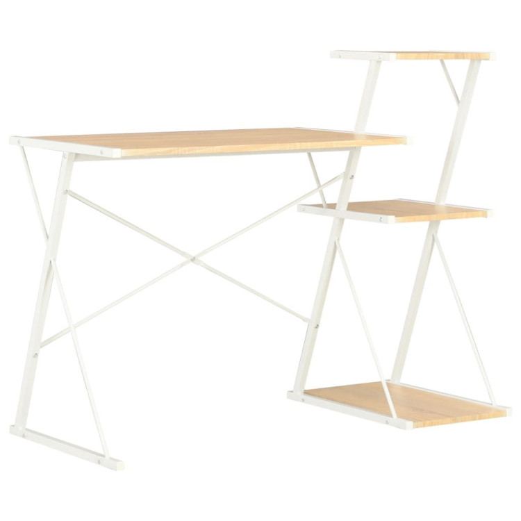 Desk With Shelf White And Oak 116x50x93 Cm image 2