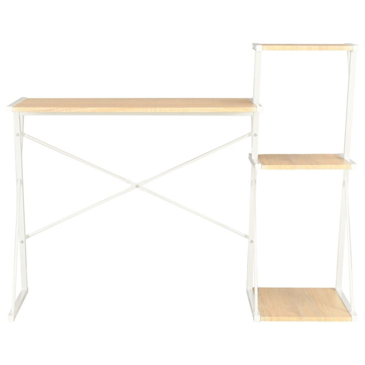 Desk With Shelf White And Oak 116x50x93 Cm image 3