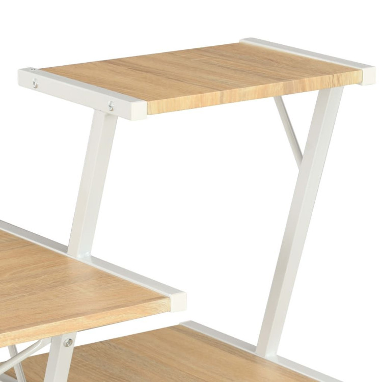 Desk With Shelf White And Oak 116x50x93 Cm image 6
