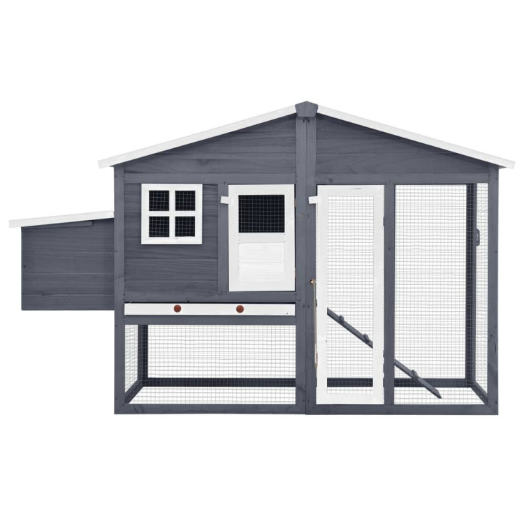 Chicken Coop With Nest Box Grey And White Solid Fir Wood image 5