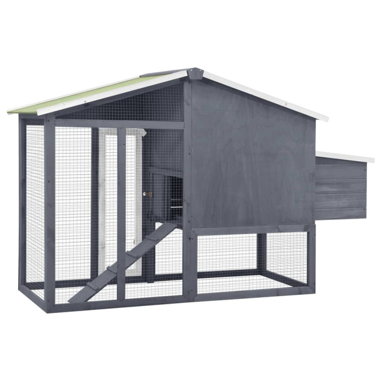 Chicken Coop With Nest Box Grey And White Solid Fir Wood image 6