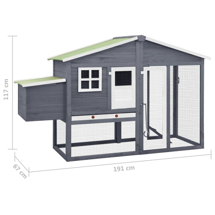 Chicken Coop With Nest Box Grey And White Solid Fir Wood image 10