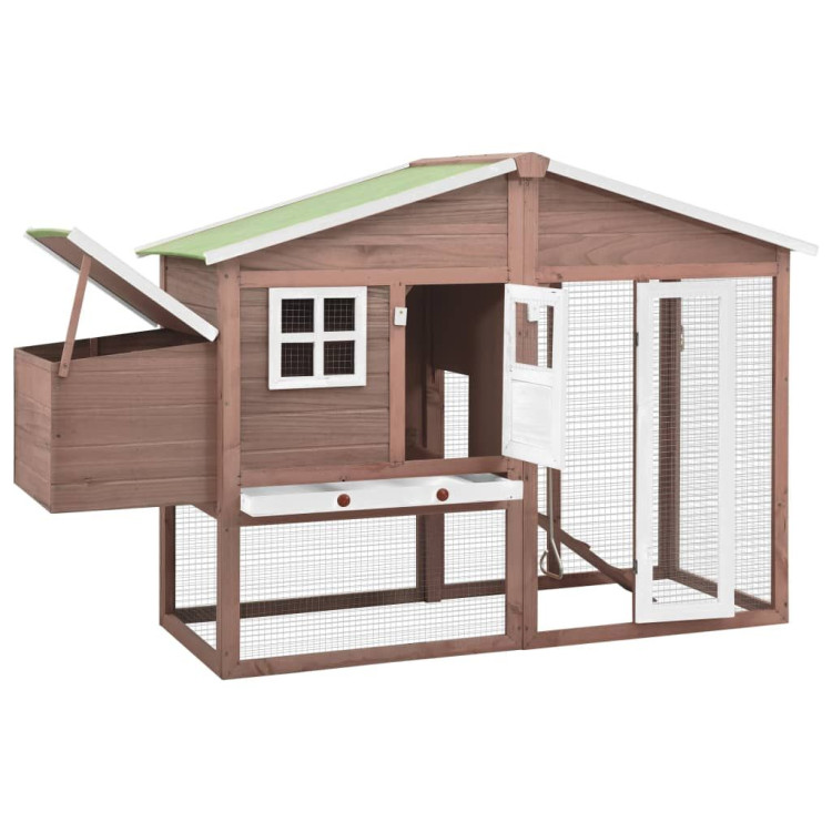 Chicken Coop With Nest Box Mocha And White Solid Fir Wood image 4