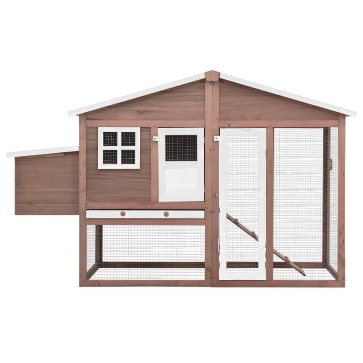 Chicken Coop With Nest Box Mocha And White Solid Fir Wood image 5