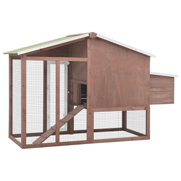 Chicken Coop With Nest Box Mocha And White Solid Fir Wood image 6