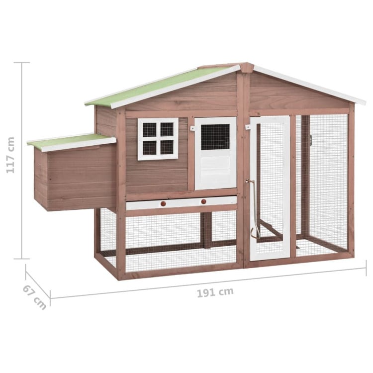 Chicken Coop With Nest Box Mocha And White Solid Fir Wood image 10