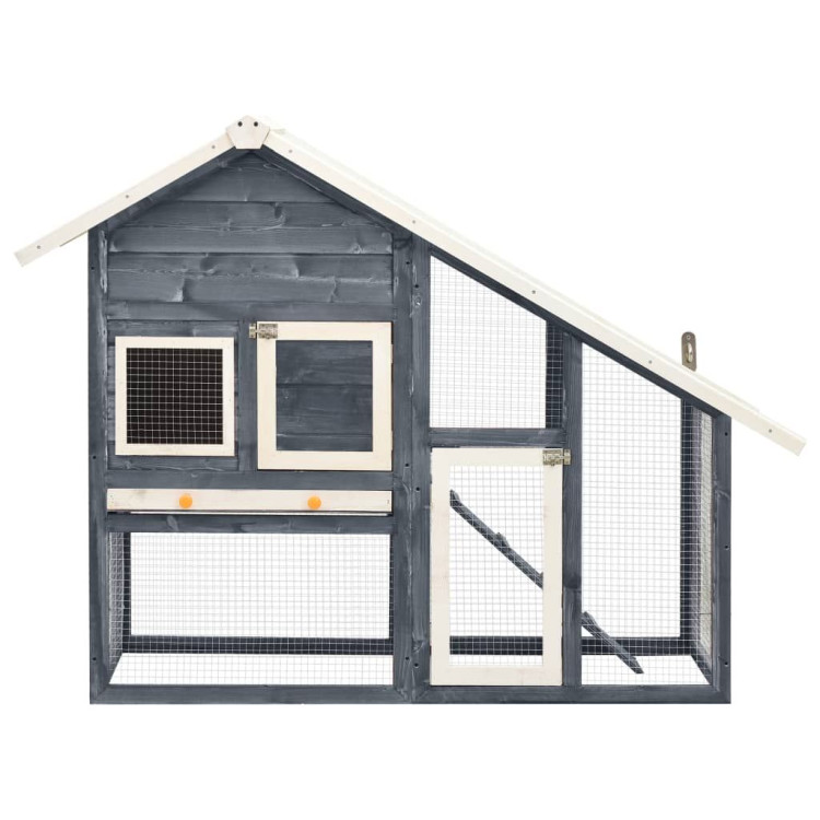 Rabbit Hutch Grey And White 140x63x120 Cm Solid Firwood image 4