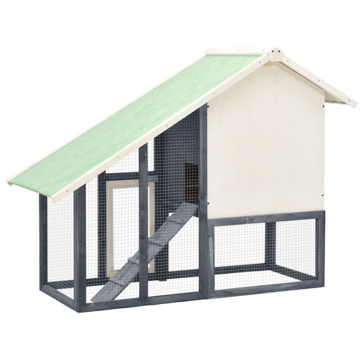 Rabbit Hutch Grey And White 140x63x120 Cm Solid Firwood image 6