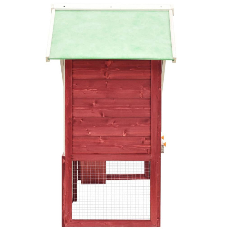 Rabbit Hutch Red And White 140x63x120 Cm Solid Firwood image 4