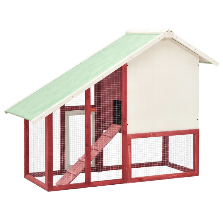 Rabbit Hutch Red And White 140x63x120 Cm Solid Firwood image 5