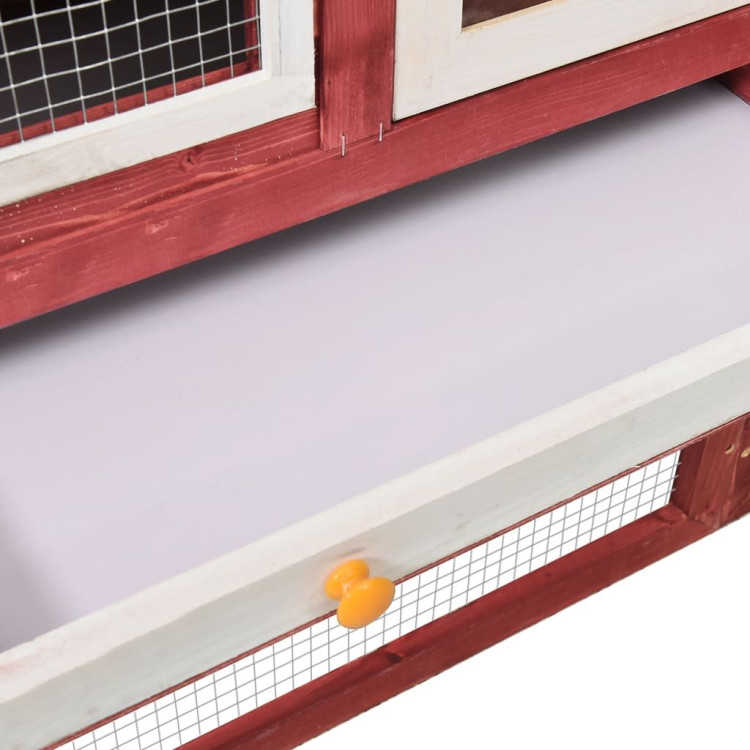 Rabbit Hutch Red And White 140x63x120 Cm Solid Firwood image 10