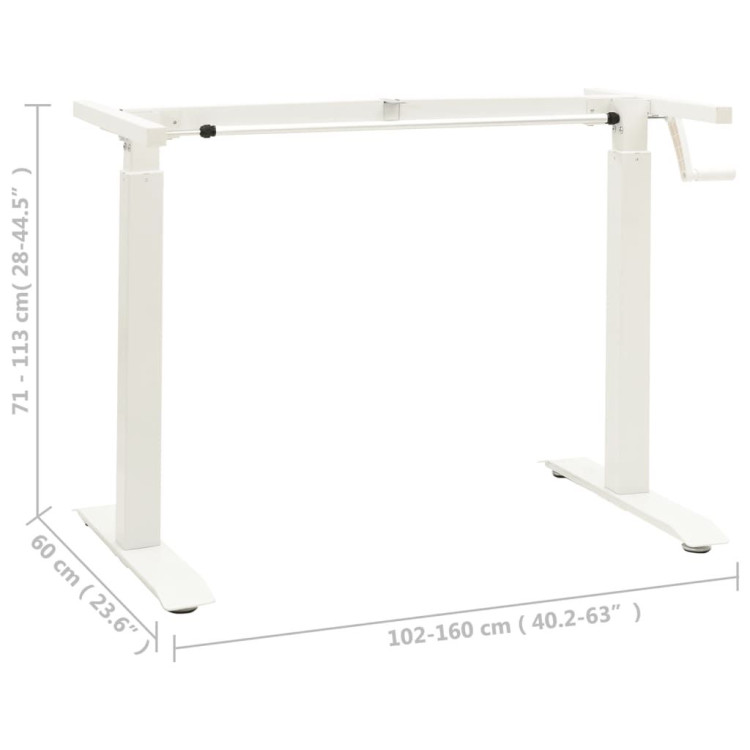 Manual Height Adjustable Standing Desk Frame Hand Crank White image 9