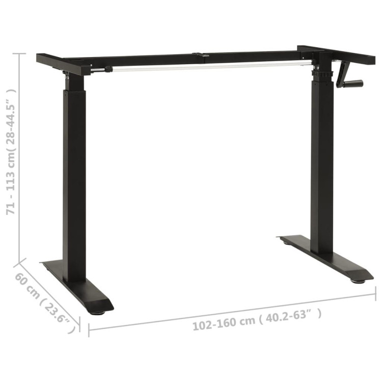 Manual Height Adjustable Standing Desk Frame Hand Crank Black image 9