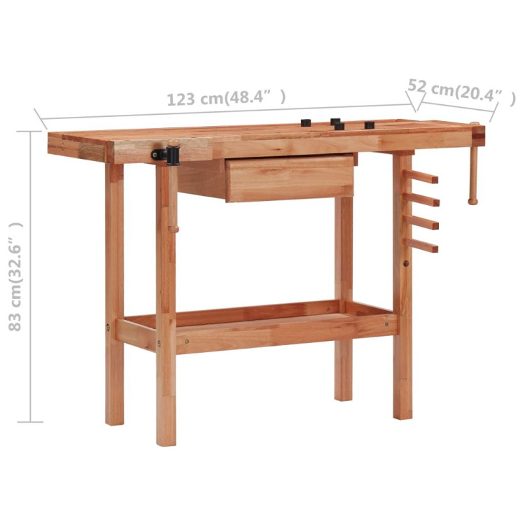 Carpentry Workbench With Drawer And 2 Vices Hardwood image 11