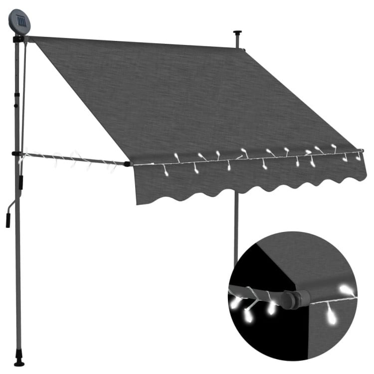 Manual Retractable Awning With Led 200 Cm Anthracite