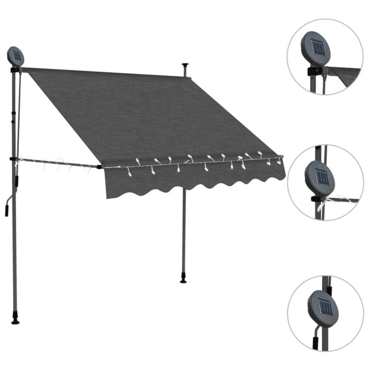 Manual Retractable Awning With Led 200 Cm Anthracite image 4