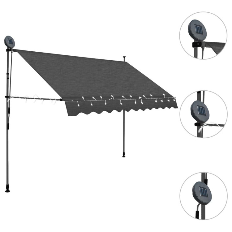 Manual Retractable Awning With Led 250 Cm Anthracite image 4