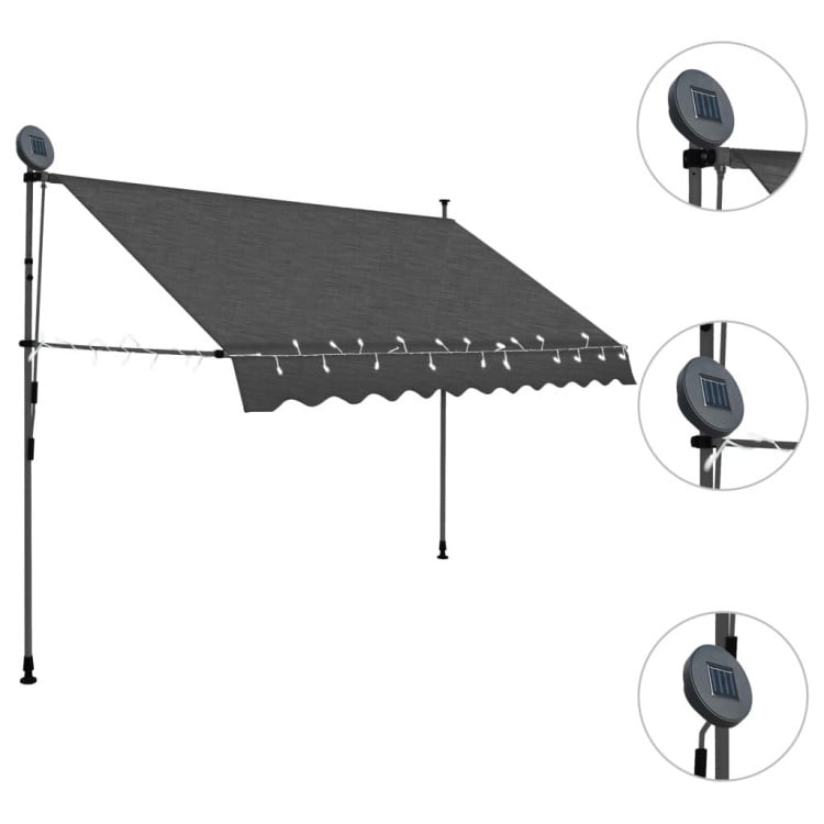 Manual Retractable Awning With Led 300 Cm Anthracite image 4