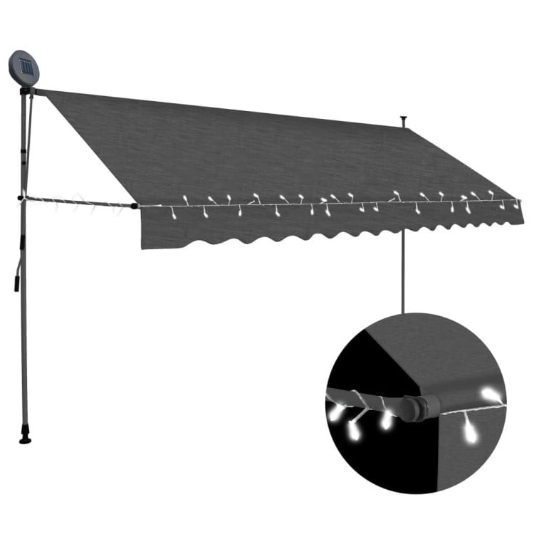 Manual Retractable Awning With Led 350 Cm Anthracite image 2