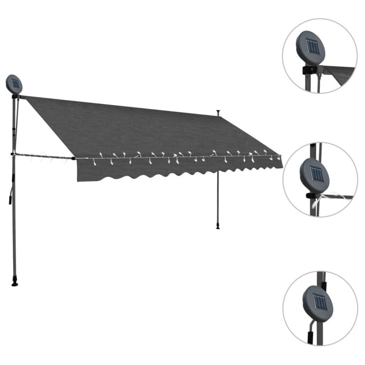 Manual Retractable Awning With Led 350 Cm Anthracite image 4