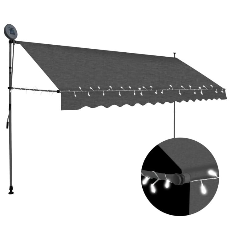 Manual Retractable Awning With Led 400 Cm Anthracite image 2
