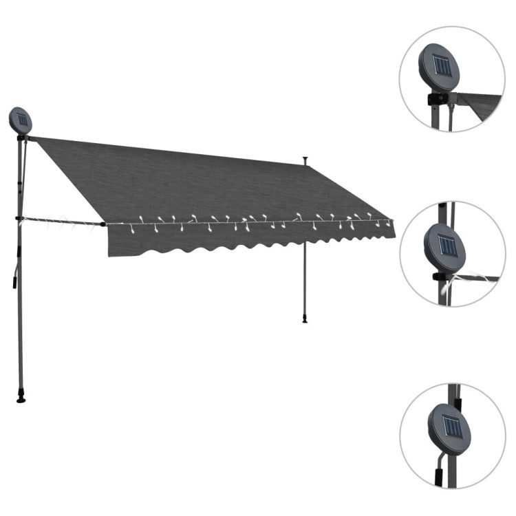 Manual Retractable Awning With Led 400 Cm Anthracite image 4