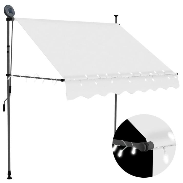 Manual Retractable Awning With Led 200 Cm Cream image 2