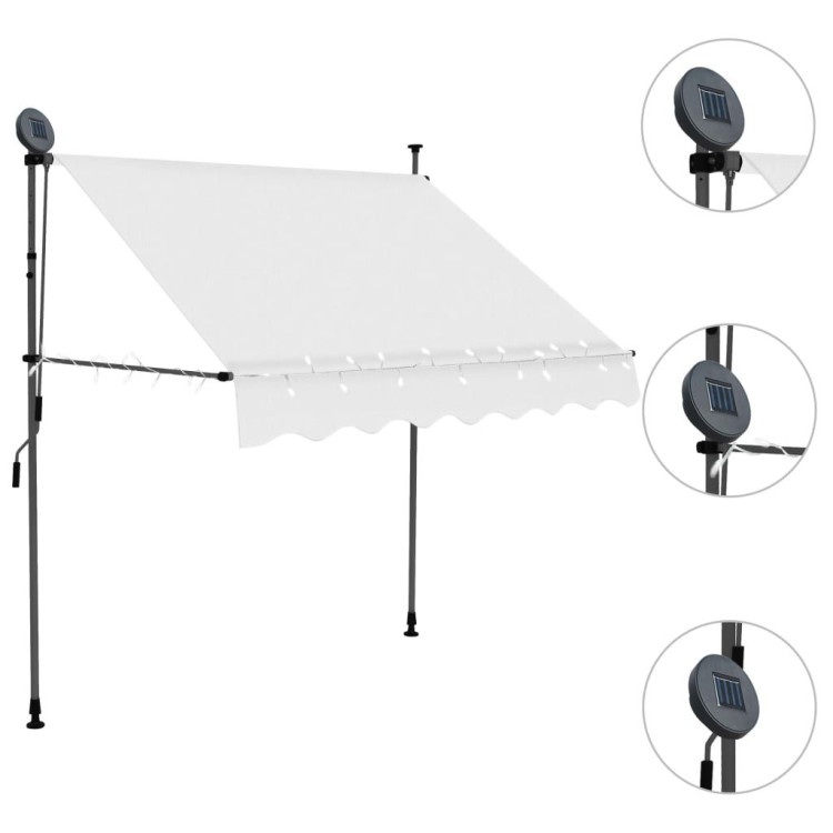 Manual Retractable Awning With Led 200 Cm Cream image 4