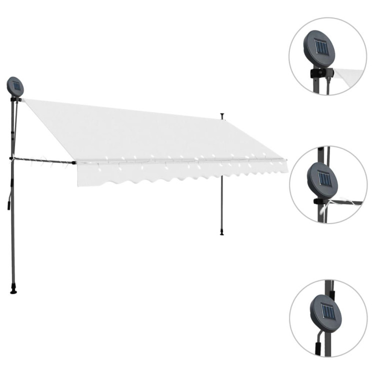 Manual Retractable Awning With Led 350 Cm Cream image 4