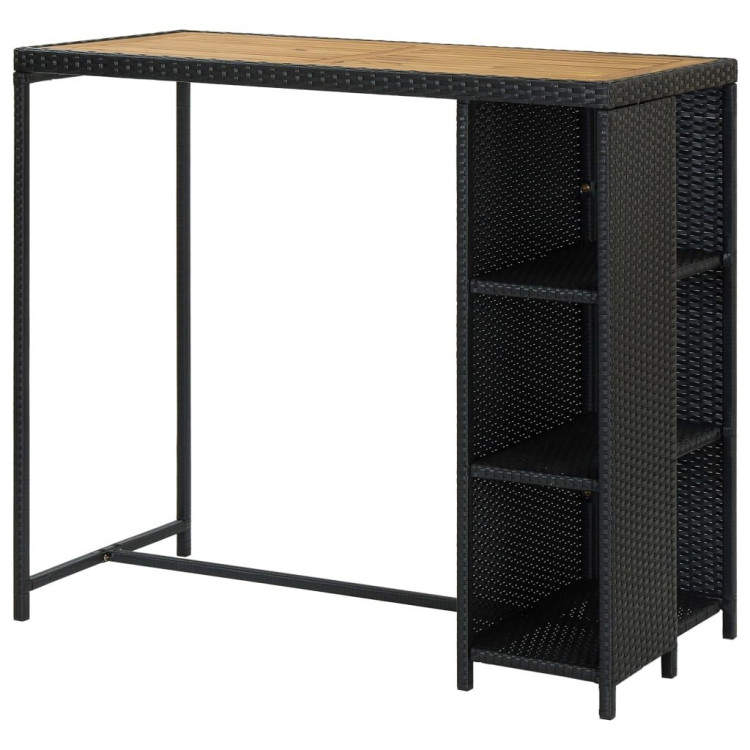Bar Table With Storage Rack Black 120x60x110 Cm Poly Rattan image 6