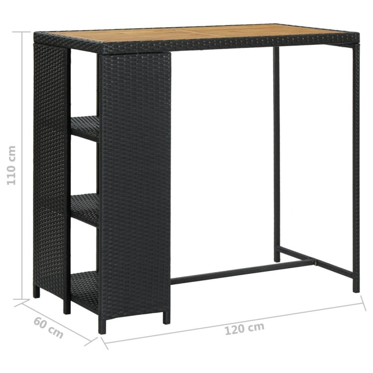 Bar Table With Storage Rack Black 120x60x110 Cm Poly Rattan image 8