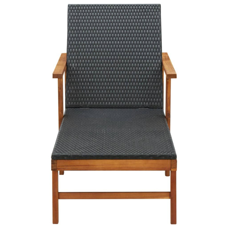 Sun Lounger Poly Rattan And Solid Acacia Wood Black image 4