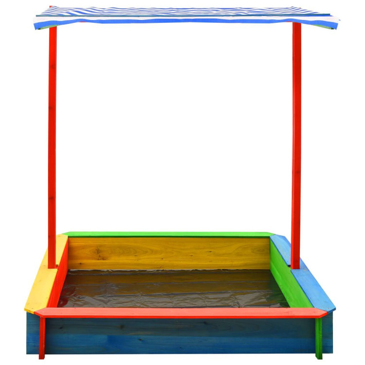Sandbox With Adjustable Roof Fir Wood Multicolour Uv50 image 3