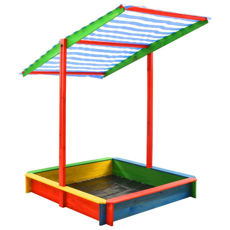 Sandbox With Adjustable Roof Fir Wood Multicolour Uv50 image 5