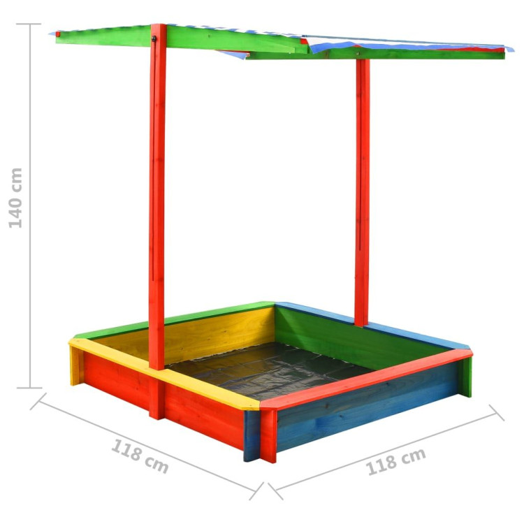 Sandbox With Adjustable Roof Fir Wood Multicolour Uv50 image 8