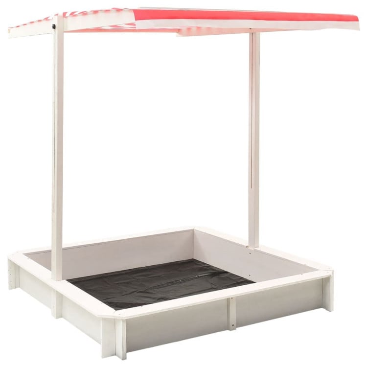 Sandbox With Adjustable Roof Fir Wood White And Red Uv50