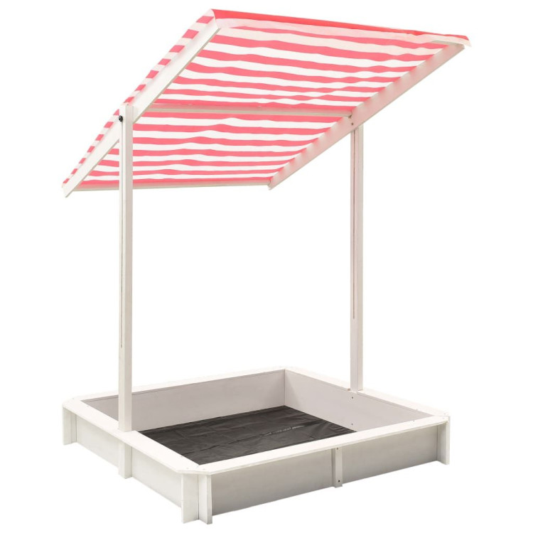 Sandbox With Adjustable Roof Fir Wood White And Red Uv50 image 4