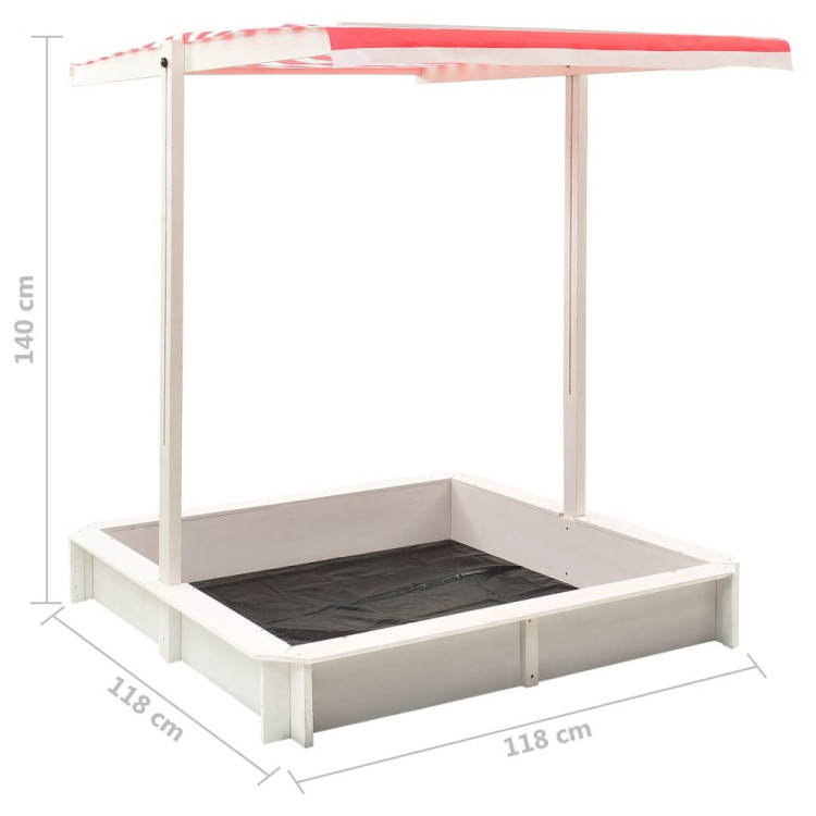 Sandbox With Adjustable Roof Fir Wood White And Red Uv50 image 8